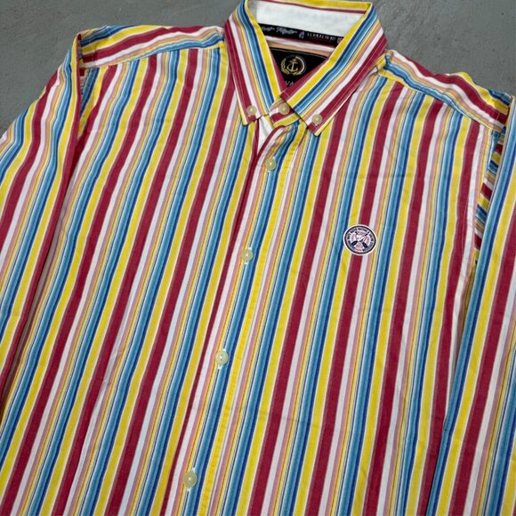Galvanni Slim Fit Colorful Striped Button Down Shirt Medium - Picture 2 of 9